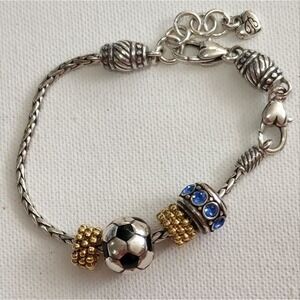 Brighton soccer jeweled spacers Mixed Metals Blue charm‎ bracelet